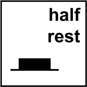 Clip Art: Music Notation: Half Rest B&W Labeled