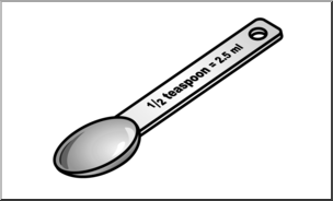 Clip Art: Measuring Spoons: Half Teaspoon Grayscale