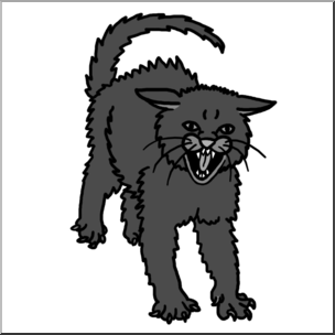 Clip Art: Halloween Cat Grayscale