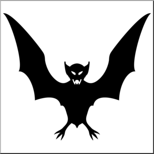 Clip Art: Halloween Silhouettes: Bat B&W