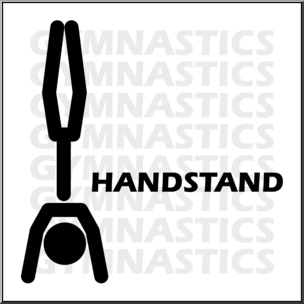 Clip Art: Gymnastics: Handstand B&W