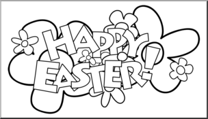 Clip Art: Happy Easter B&W – Abcteach