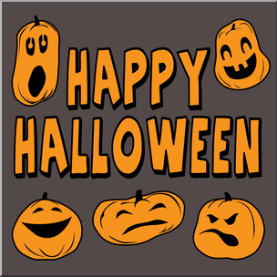 Clip Art: Happy Halloween 03 Color
