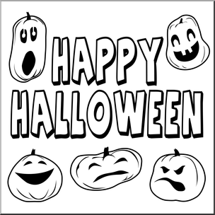 Clip Art: Happy Halloween B&W – Abcteach