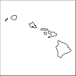 Clip Art: US State Maps: Hawaii B&W