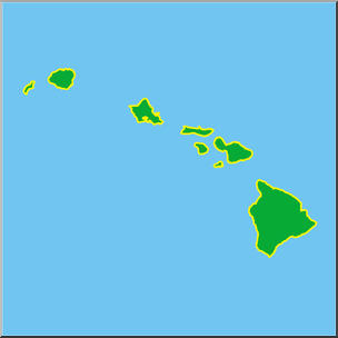Clip Art: US State Maps: Hawaii Color