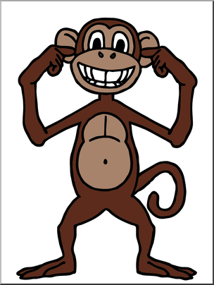 Clip Art: Cartoon Monkey: Hear No Evil Color