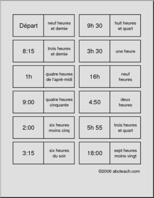 French:  Telling Time Dominoes