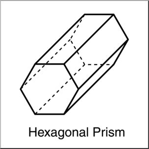 Clip Art: 3D Solids: Hexagonal Prism B&W Labeled