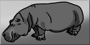 Clip Art: Hippopotamus Grayscale