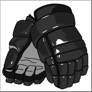 Clip Art: Ice Hockey Gloves Grayscale