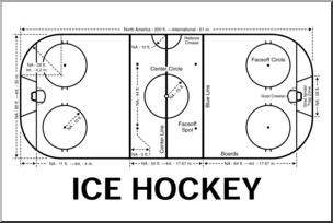 Clip Art: Playing Fields: Ice Hockey B&W
