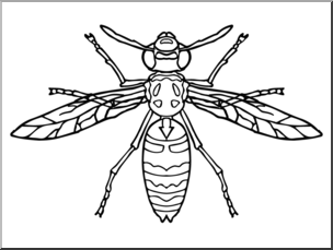 Clip Art: Insects: Hornet B&W