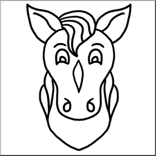 horses face black and white clipart