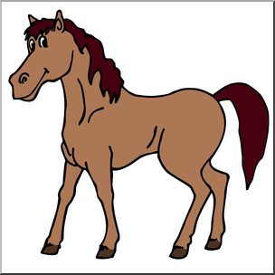 Clip Art: Cartoon Horse: Stallion Color