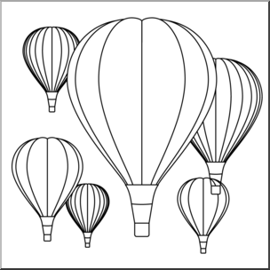 Clip Art: Hot Air Balloons B&W