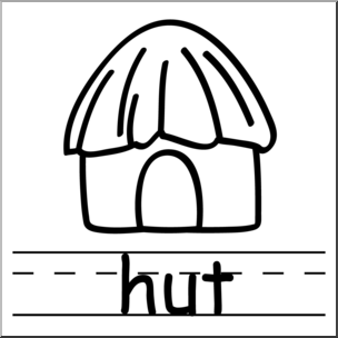 Clip Art: Basic Words: Hut B&W (poster)