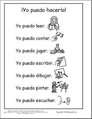 Spanish: Vocabulario – “Yo puedo…” (primaria)