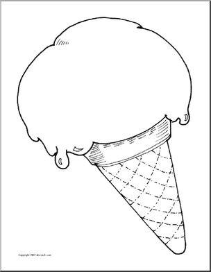 Clip Art: Ice Cream Cone 1 (coloring page)