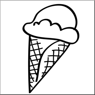 Clip Art: Ice Cream Cone 1 B&W