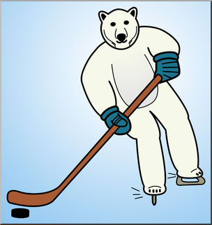 Clip Art: Ice Hockey Polar Bear Color 1