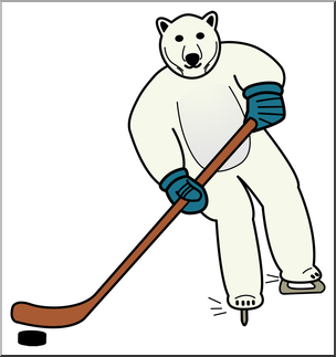 Clip Art: Ice Hockey Polar Bear Color 2