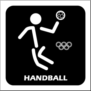 Clip Art: Summer Olympics Event Icon: Handball B&W