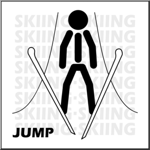 Clip Art: Skiing Jump B&W