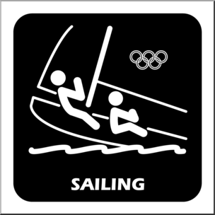 Clip Art: Summer Olympics Event Icon: Sailing B&W
