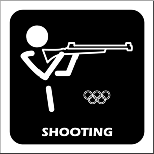 Clip Art: Summer Olympics Event Icon: Shooting B&W