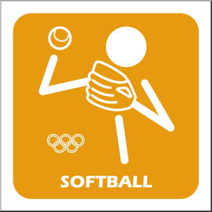Clip Art: Summer Olympics Event Icon: Softball Color – Abcteach