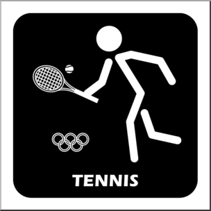 Clip Art: Summer Olympics Event Icon: Tennis B&W