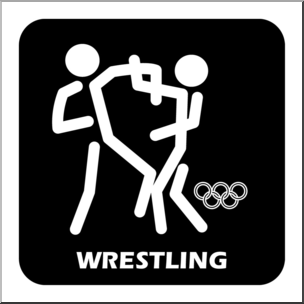 Clip Art: Summer Olympics Event Icon: Wrestling B&W
