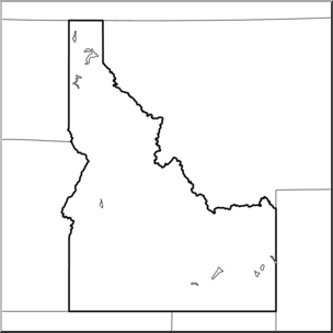 Clip Art: US State Maps: Idaho B&W