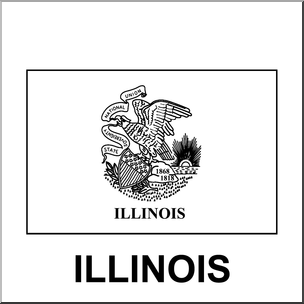 Clip Art: Flags: Illinois B&W