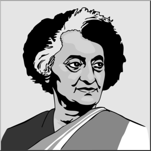 Clip Art: India: Indira Gandhi Grayscale