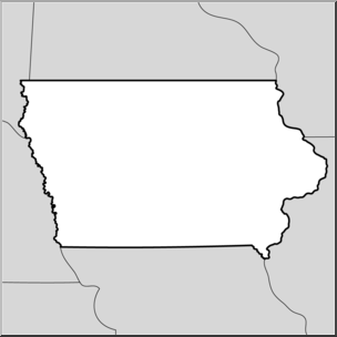 Clip Art: US State Maps: Iowa Grayscale