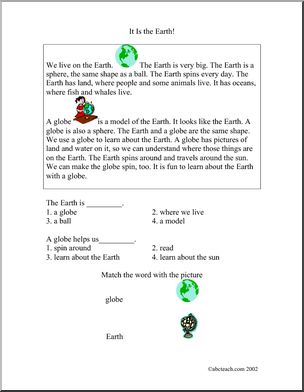 Comprehension: Earth and Globes (primary)