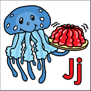 Clip Art: Alphabet Animals: J – Jellyfish Jiggles a Jello Color