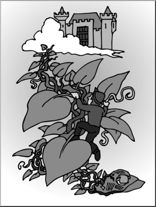 Clip Art: Jack and the Beanstalk 2 Grayscale