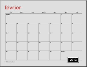2013 Calendar:  French