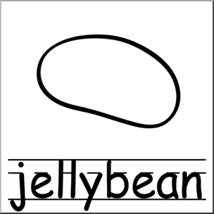 Clip Art: Basic Words: Jellybean B&W Labeled