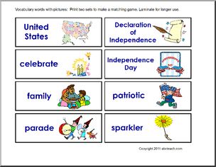 Vocabulary with Pictures: Fourth of July Theme