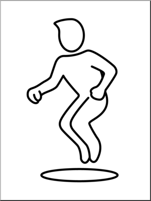 Clip Art: Simple Exercise: Jump and Hop B&W – Abcteach