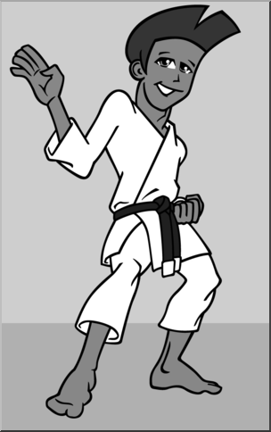 Clip Art: Karate Guy Grayscale – Abcteach