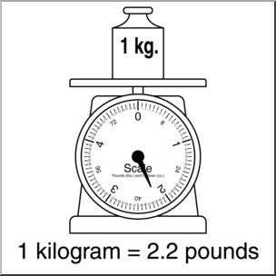 Clip Art: Kilogram/Pound Conversion Scale B&W
