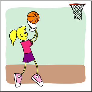 Clip Art: Cartoon School Scene: Sports: Basketball 03 Color