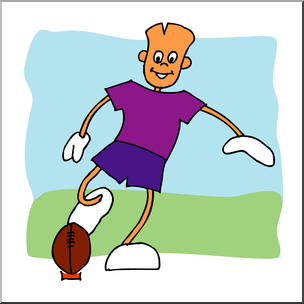 Clip Art: Cartoon School Scene: Sports: Football 01 Color