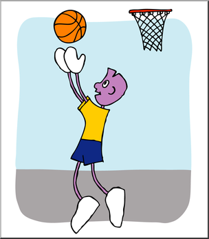 Clip Art: Cartoon School Scene: Sports: Basketball 04 Color