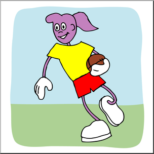 Clip Art: Cartoon School Scene: Sports: Football 05 Color